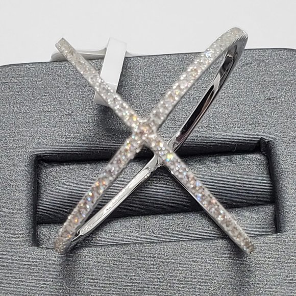 Silver 925 Rhodium Plated 4 Way CZ Cross Ring - Picture 6 of 11